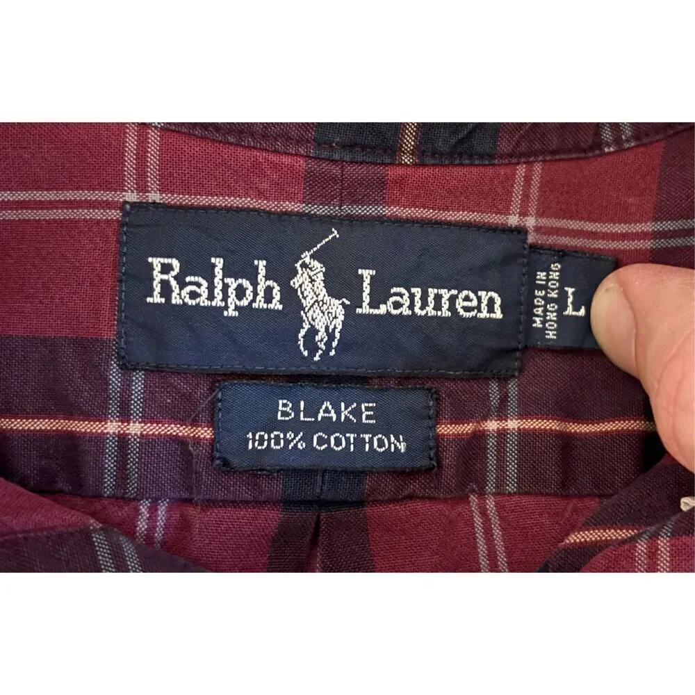 POLO By RALPH LAUREN BLAKE Shirt Long Sleeve Large Plaid DISTRESSED Read - Picture 4 of 9
